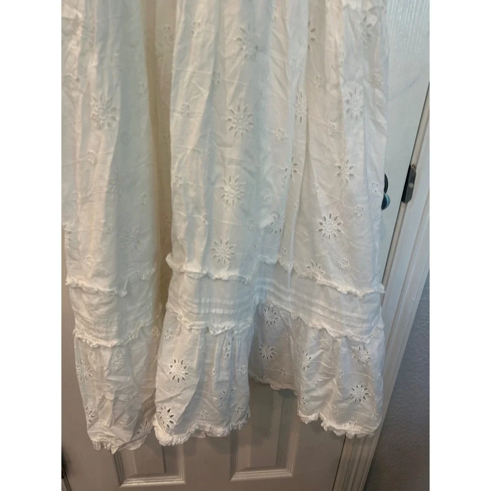 Zara Dress White Eyelet Ruffle Sleeve Tiered Boho‎ Summer Sun Dress Kids 13-14